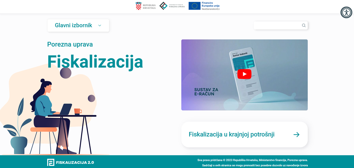 Foto: Screenshot https://porezna.gov.hr/fiskalizacija